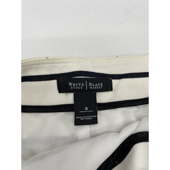 White House Black Market Skirt Size 8 Black White Striped Pleated Belt Flared - Picture 4 of 7